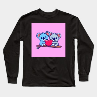 cute-koala-couple-holding-heart-tree-cartoon-icon-illustration-animal-couple-icon-concept-isolated Long Sleeve T-Shirt